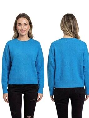 Zara Women's Calipso Blue Oversized Soft-Touch Wool Blend Knit Sweater